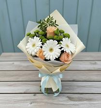 Букет цветов из:  Герберы, Розы и Хризантемы в Покровском Республика Дагестан